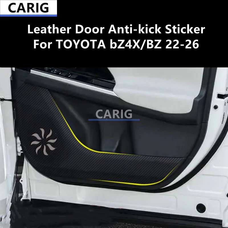 Фото Для TOYOTA bZ4X/BZ 22-26 кожаная дверная противоударная наклейка модифицированный узор из углеродного волокна внутренняя пленка аксессуары модификация №1