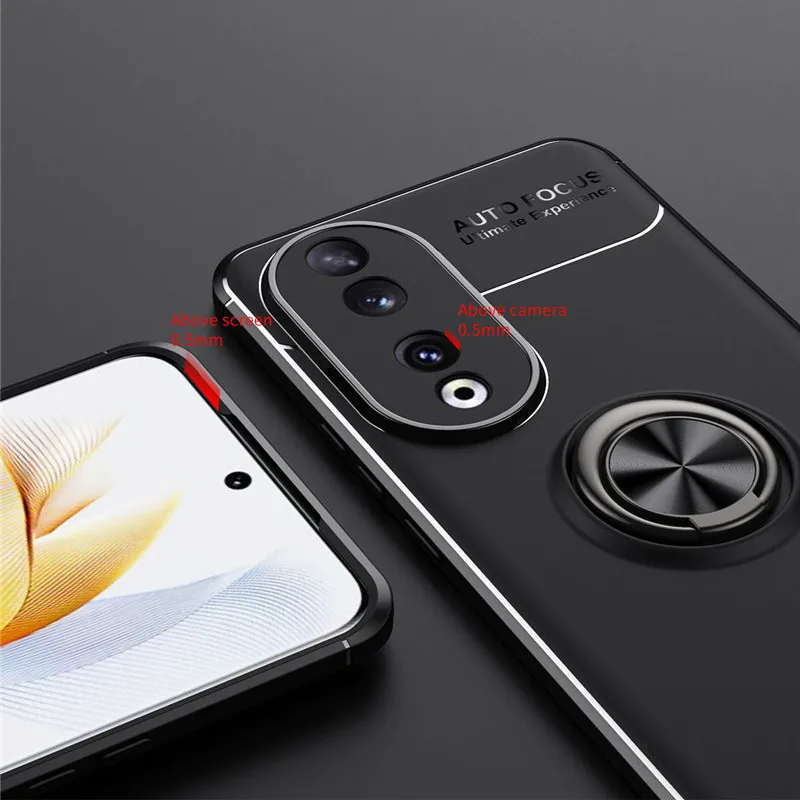 For Honor 90 Case For Honor 90 5G Cover 6.7 inch Silicone Metal Ring Stand Shockproof Protective Bumper For Honor 90 Pro Fundas