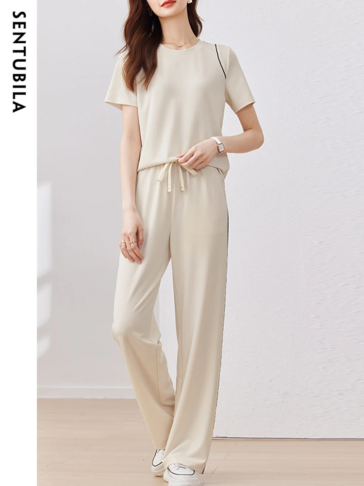 Женский спортивный костюм Sentubila Повседневная футболка с коротким рукавом и