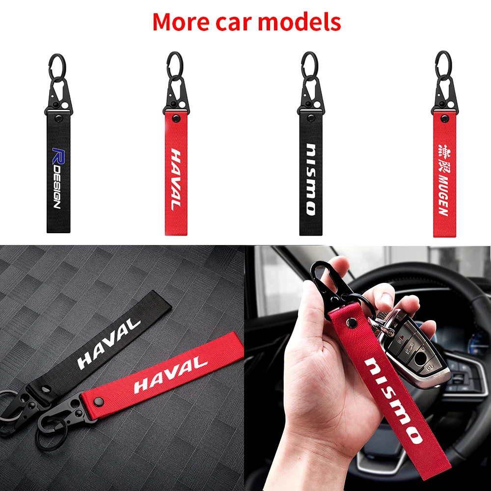 

For Fiat 500 Abarth Ducato Panda Tipo Punto Bravo 2 Stilo 1PCS Metal Nylon Car LOGO Keychain Keyring Key Lanyard Auto Accessorie
