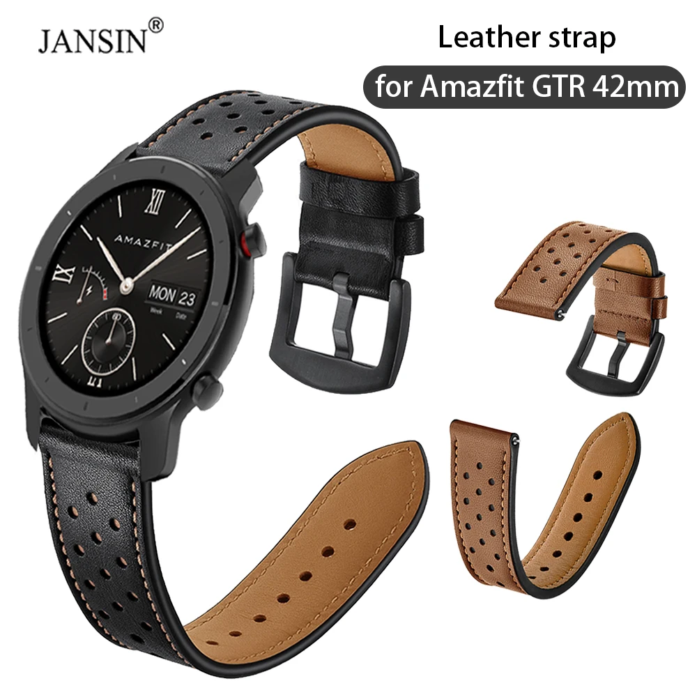

Leather Strap for Huami Amazfit GTR 42mm Breathable Wristband for Amazfit Watch GTR 42mm Bracelet Correa Replacement Accessories