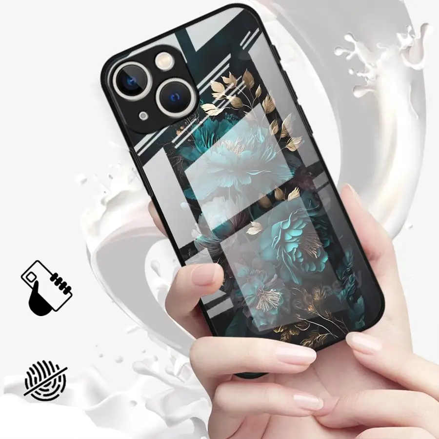 Чехол-накладка из стекла для iPhone 17 Pro Max 16 14 XR 8 Air 13 11 15 Plus 12 с цветочным принтом пионов (art.: 3920da81ff41c) - 3920da81ff41c