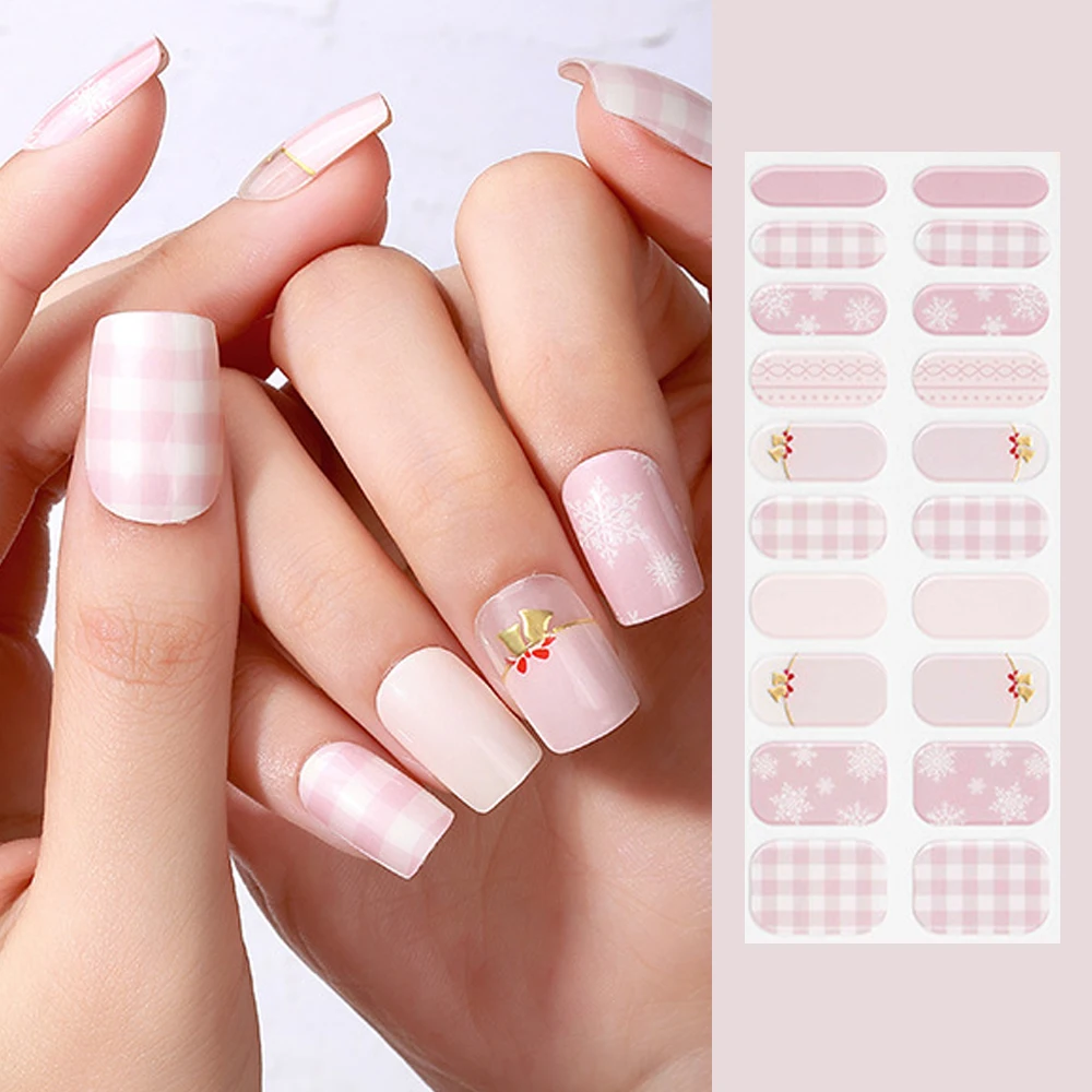 20 советов/аркуш рождественские полуотвержденные гелевые обертывания для ногтей