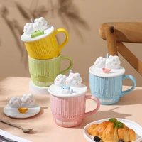 creative cartoon ceramic mug cute mobile phone holder cup cover milk tea juice coffee water cups gift home drinkware