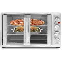 Double French Door 4-Control Knobs Countertop Convection Toaster Oven Bake Broil Toast Rotisserie Keep Warm Includes 2 Racks