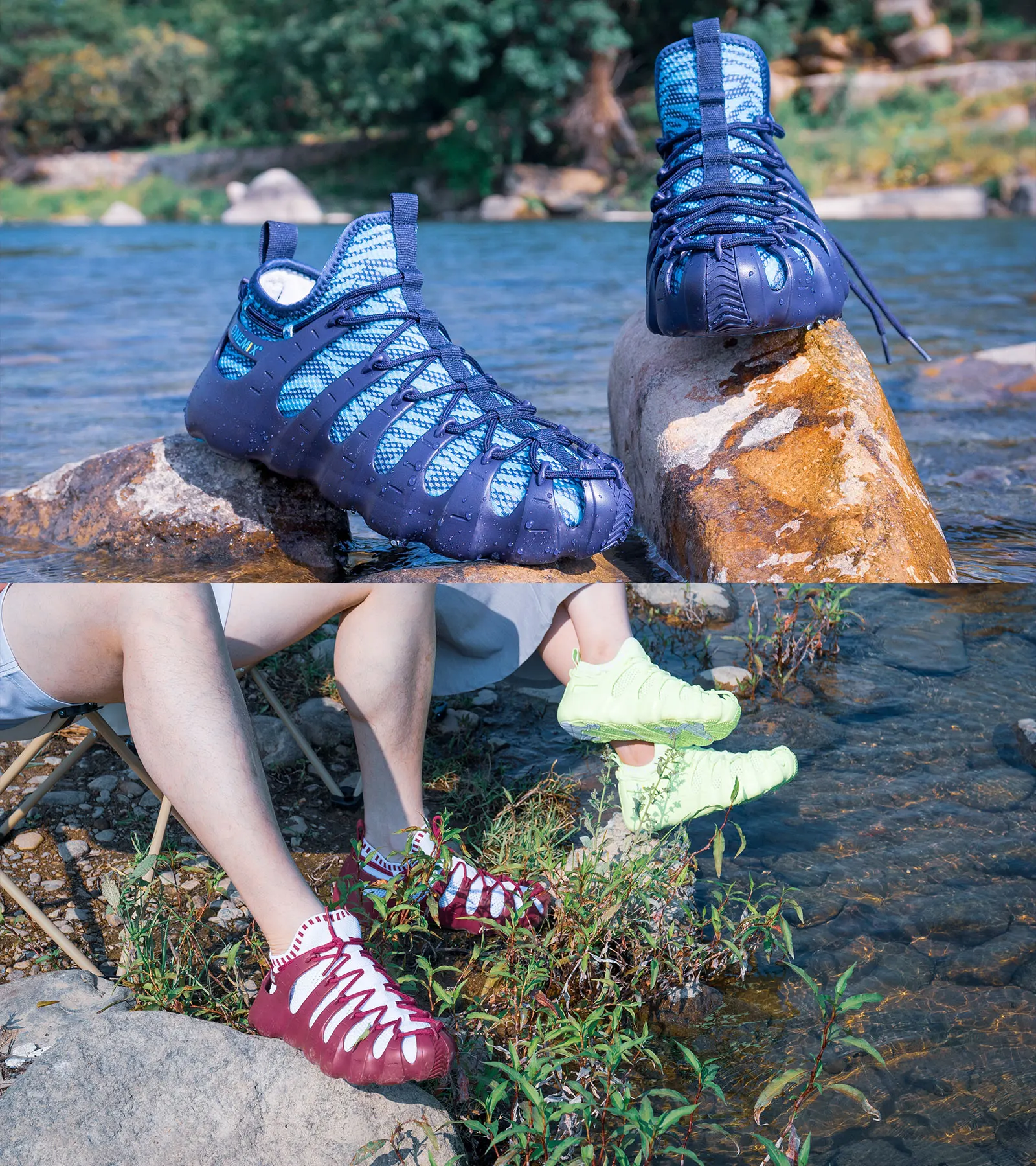 ONEMIX 2022 Waterproof Unique Rome Shoes 3 Ways Of Wearing Exclusion Sweat Two-Piece Yoga Shoes Sneakers Blue Running Shoes