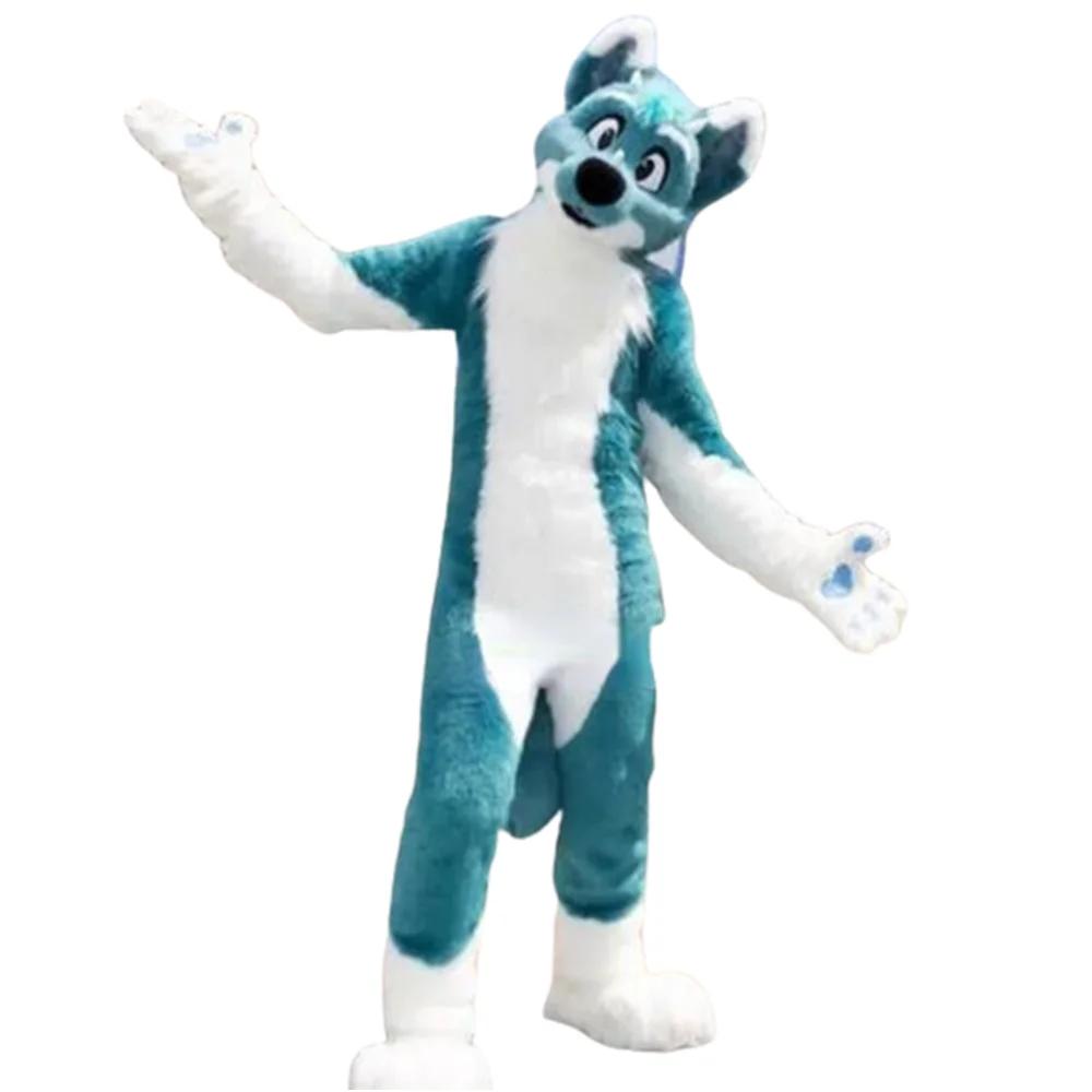 Performance Long Fur Husky Dog Fox Mascot Costume Fursuit Halloween Suit Cosplay Cartoon Outfits Furry Suit mascot