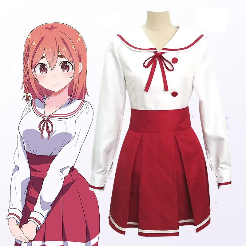 

Anime Rent a Girlfriend Sakurasawa Sumi Cosplay Costume White Shirt Red Skirt JK Uniform For Women