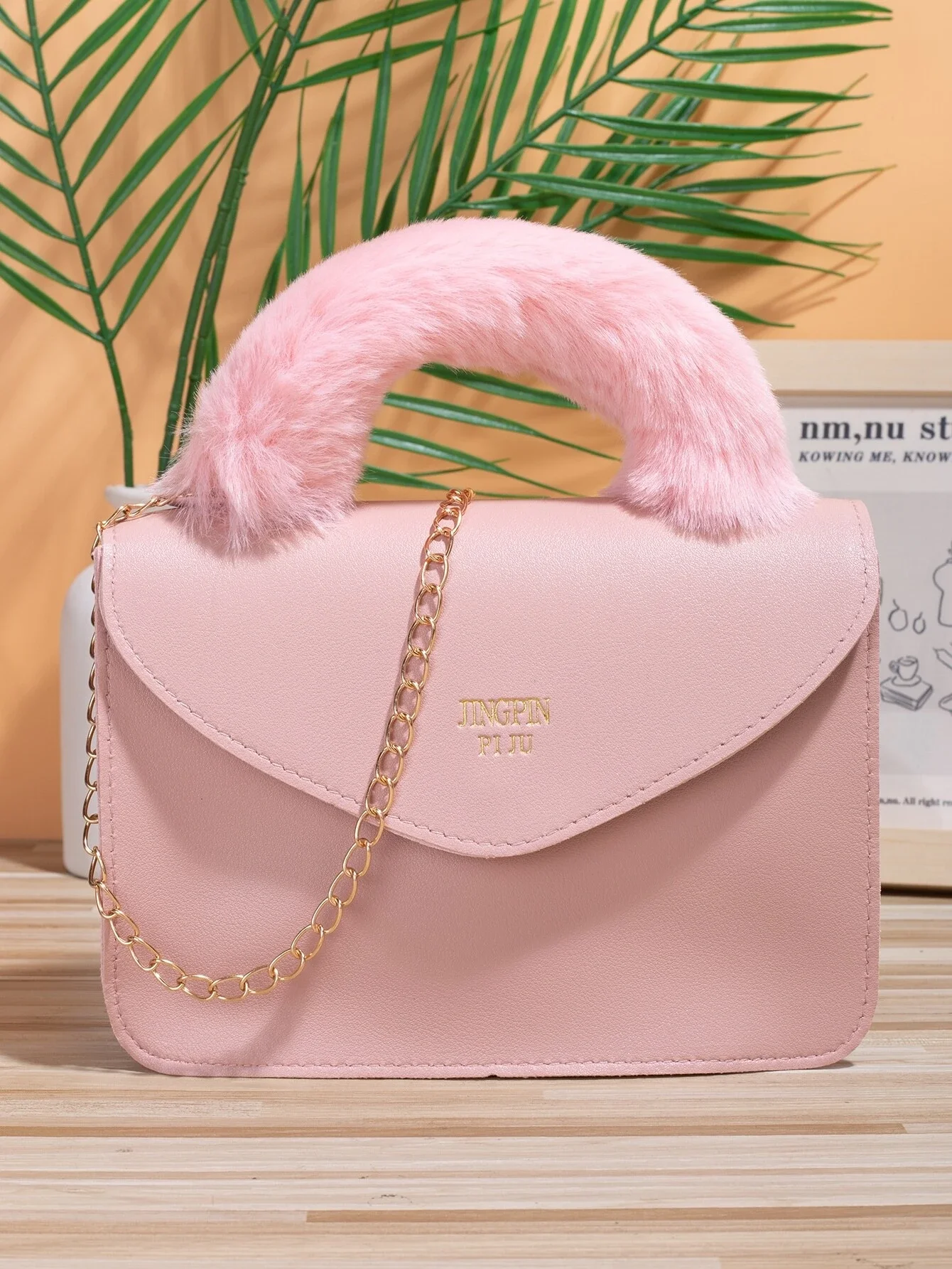 

Letter Graphic Flap Satchel Bag