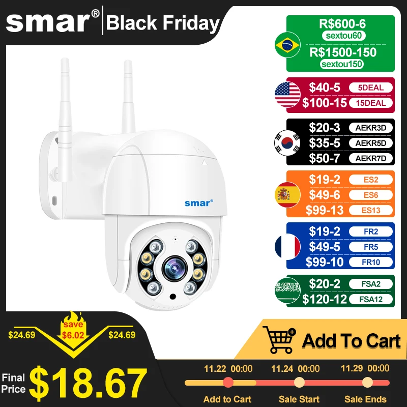 Smar 1080P 3MP 5MP 4K WiFi Camera Outdoor 5X Digital Zoom PTZ Wireless Camera IR Night Vision Two Way Audio Home Security XMEYE