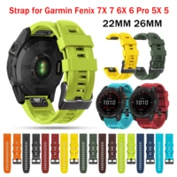 26mm 22mm silicone quick release watchband strap for garmin fenix 7x 7 6 6x pro 5 5x plus 3 hr watch easyfit wrist band bracelet