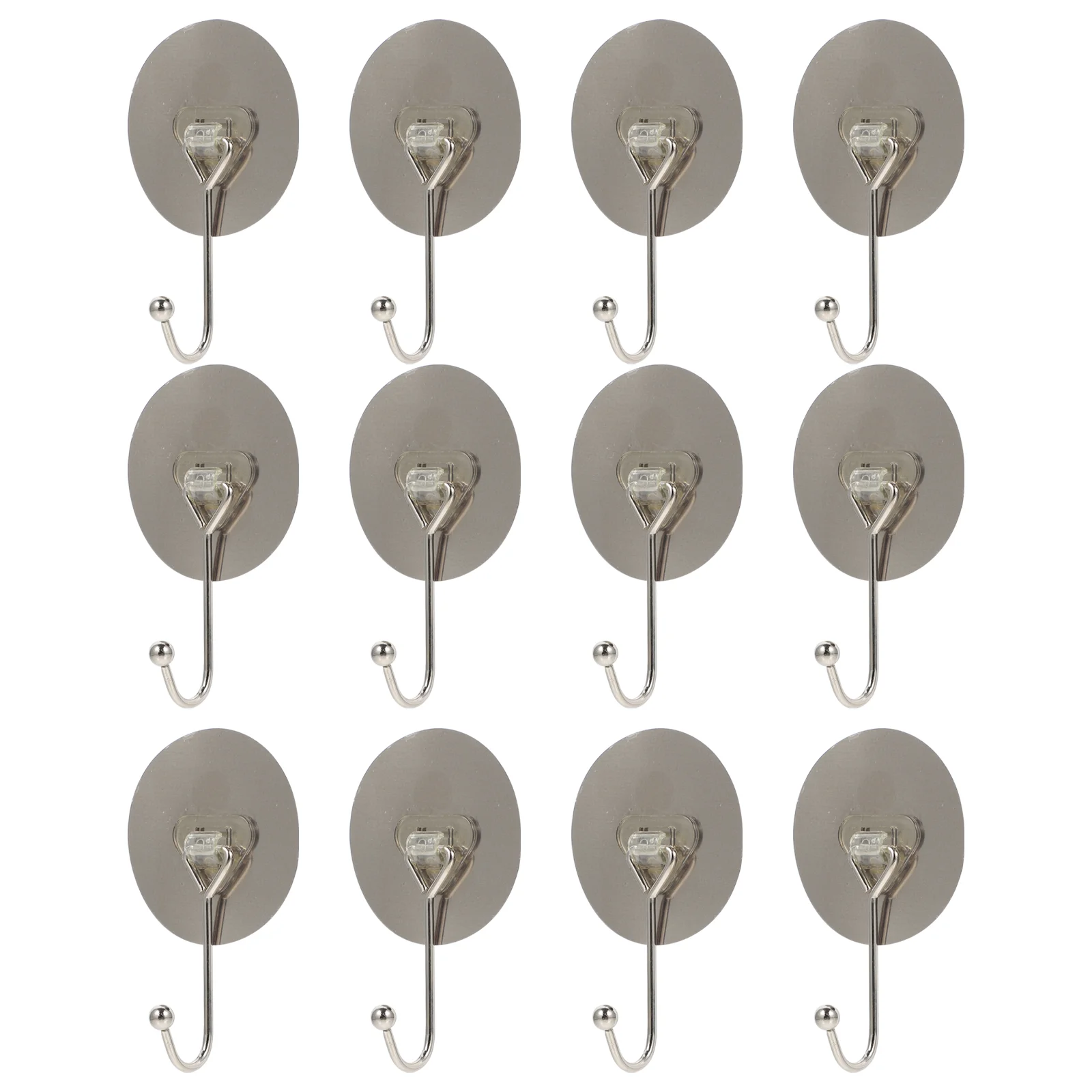 

12pcs Adhesive Practical Reusable Sticky Hooks Nail Free Hooks for Bathroom Kitchen