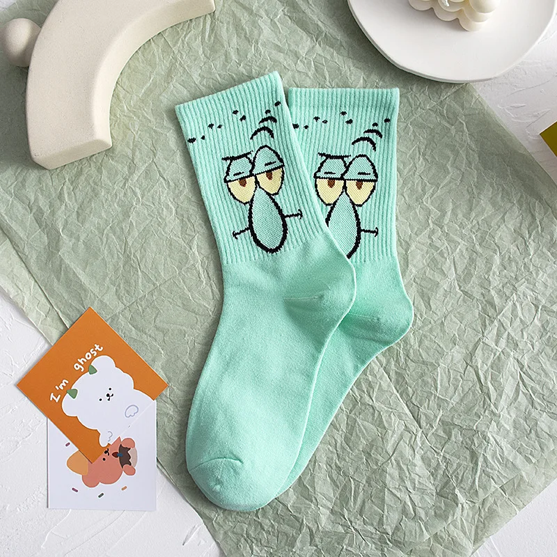 New Happy Funny Cartoon The SpongeBob Anime Socks Combed Cotton Casual Couples Harajuku Hip Hop Women |