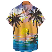 2022 summer hawaiian shirt for men 3d coconut tree print mens clothes oversized short sleeve beach aloha shirts man blouse 5xl