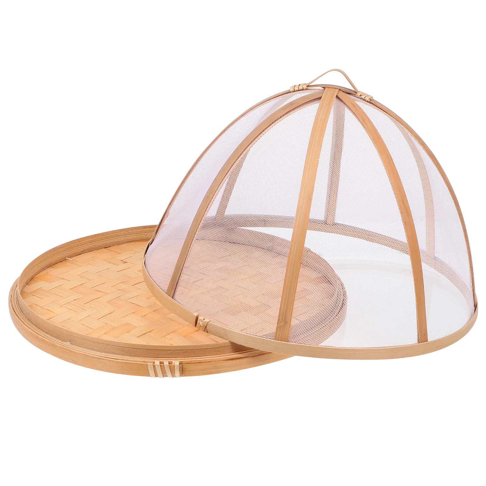 

Mosquito Fly Cake Tent Kitchen Storage Dish Tool Woven Basket Lid Dustproof Bamboo Weaving Protective