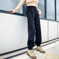 women simple jogger pants solid color all match tailored trousers fashion high waist commute blazer suit pants with multi pocket