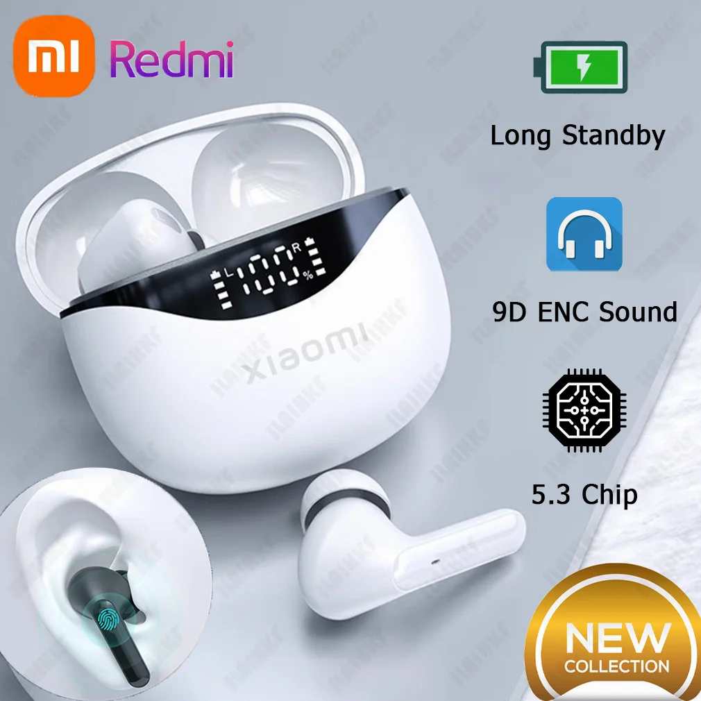 Xiaomi Redmi Mini AirBuds Bluetooth наушники TWS беспроводная гарнитура со светодиодным дисплеем 3D стерео наушники для бега спортивные игровые наушники