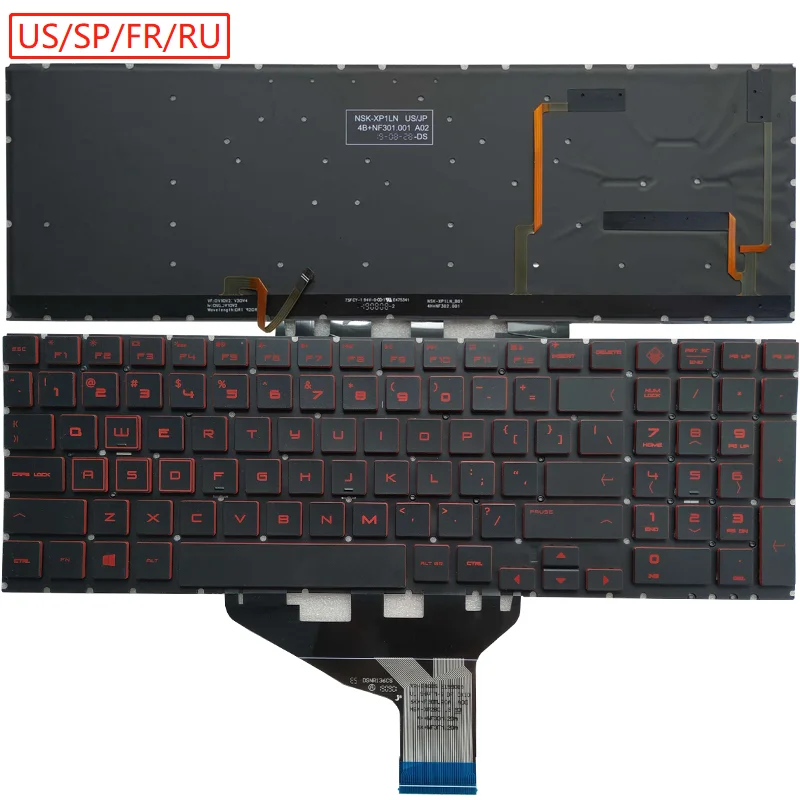 

Новинка, русская, французская, испанская, красная RGB подсветка для HP OMEN 15-DC 15-DH 15T-DC 15-dc1001ur, стандартная русская клавиатура SP FR