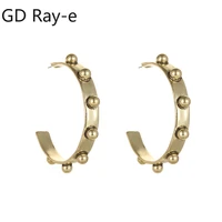 fashion vintage big circle hoop earrings for women punk minimalist gold rhinestone round circle earrings trendy hiphop rock g94