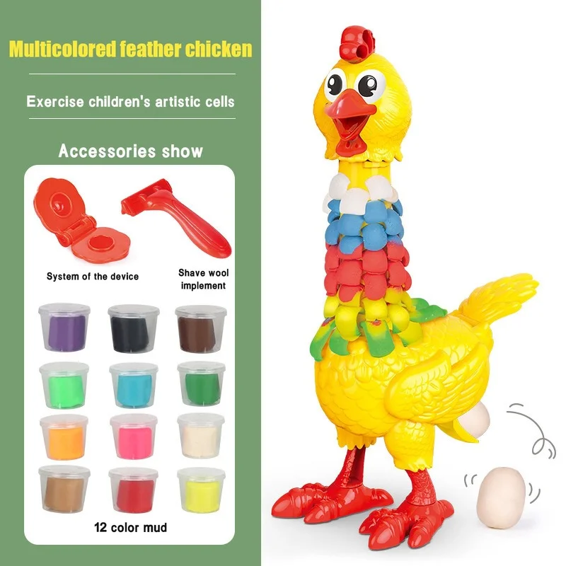 

Newest Early Educational Plasticine Mold Colorful Feathered Chicken Mud Laying Eggs Hen Set Mold Creative Kids Toys Gifts