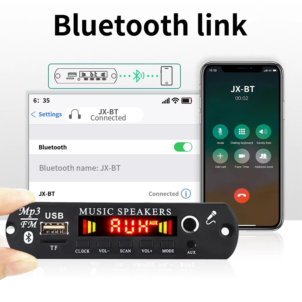 Фото 80 Вт усилитель Bluetooth MP3 декодер плата 2*40 Вт HiFi стерео аудиоплеер 7 В-18 В DIY MP3-плеер автомобильный FM-радио модуль TF/USB/микрофон №3