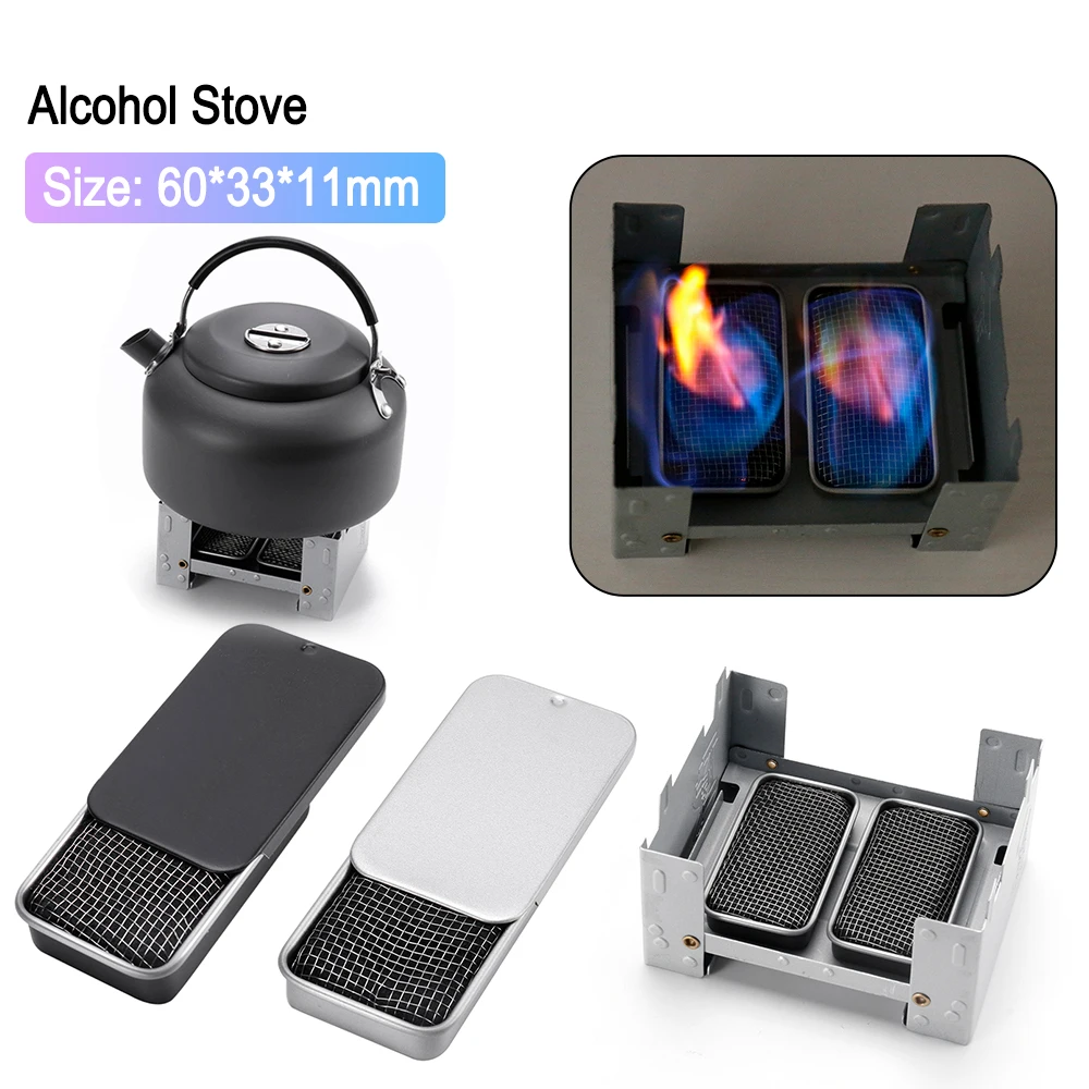 

Stainless Steel Mini Camping Alcohol Stove Mini Solid Fuel Wax Stove Box Cooking Stove for Outdoor Hiking Travel Picnic BBQ