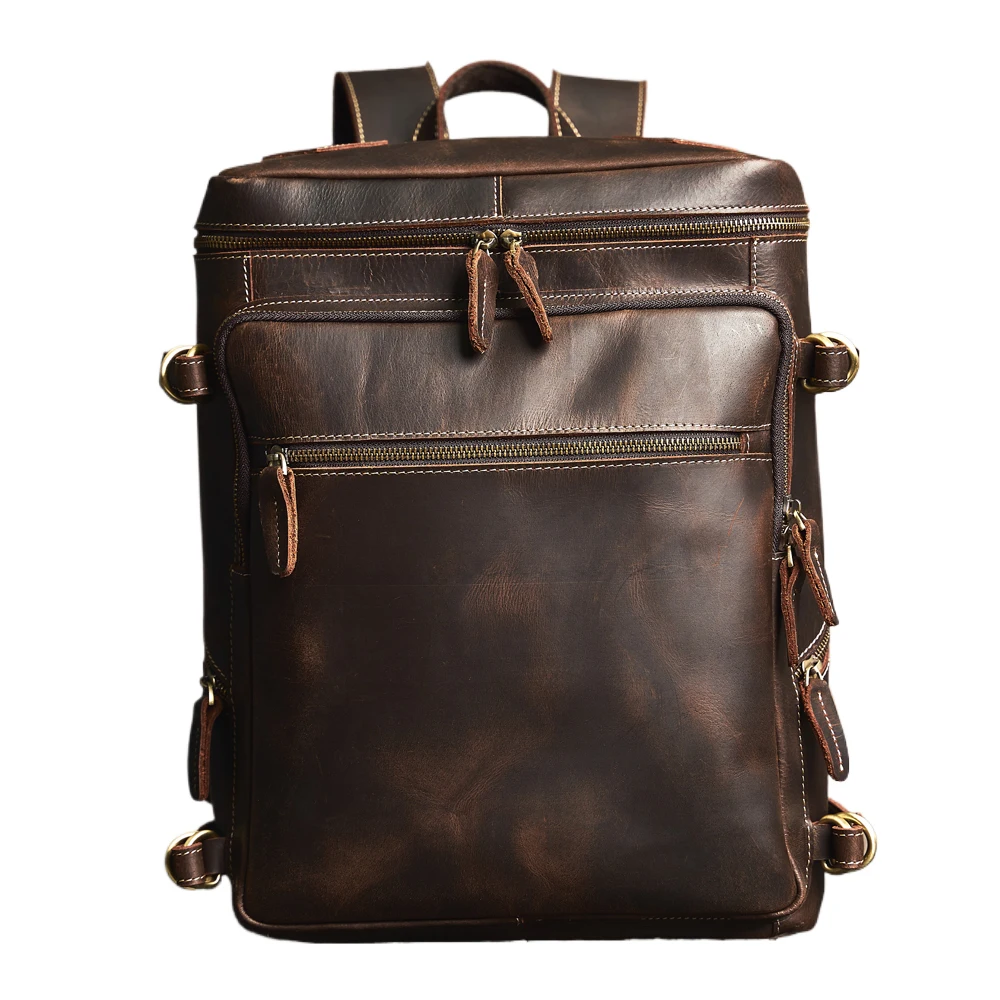 Мужские винтажные рюкзаки из натуральной кожи дорожные походные сумки