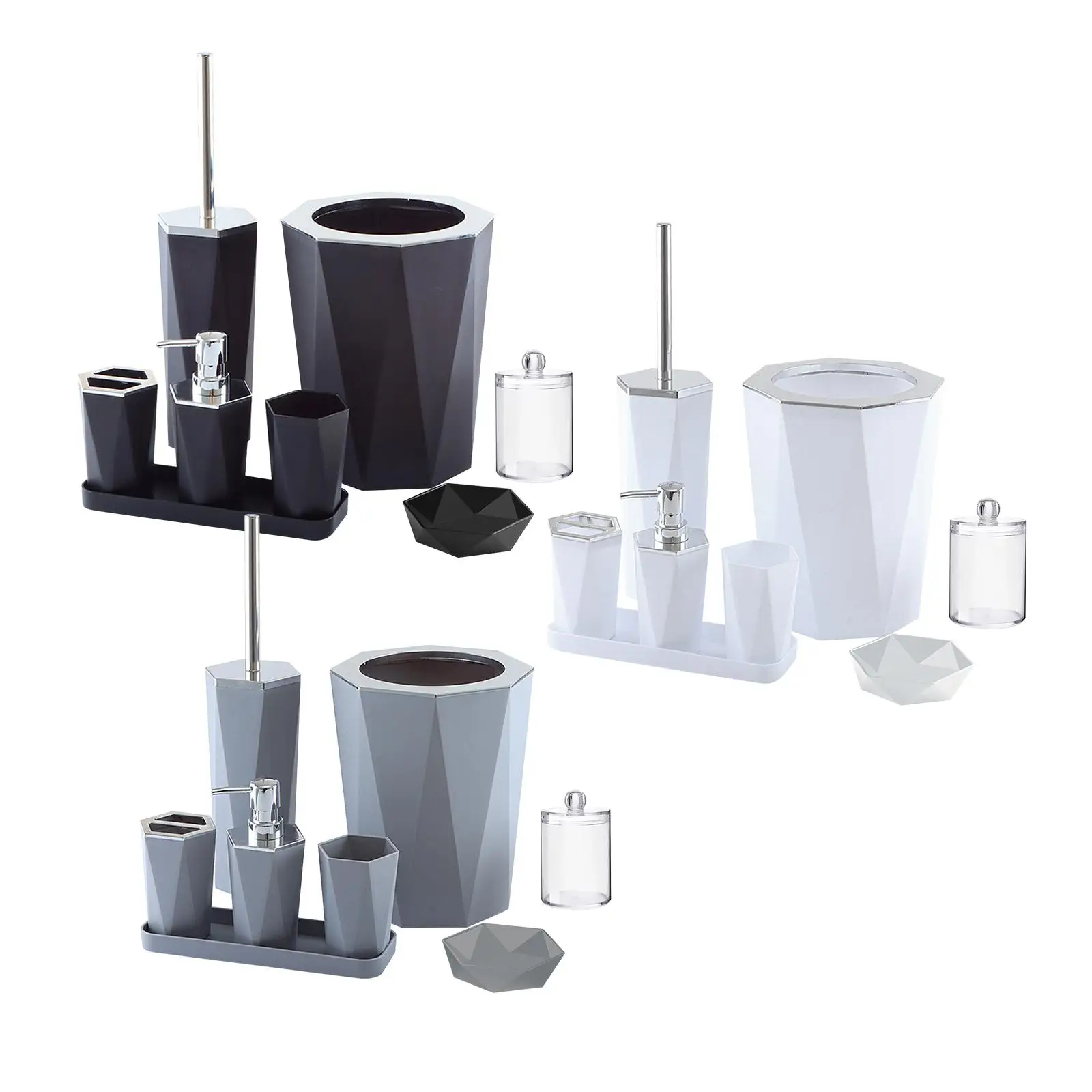 

7 Pieces Bathroom Accessories Set Toilet Brush Toothbrush Cup and Soap Dispenser and Soap Dish and Tumbler for Countertop Toilet