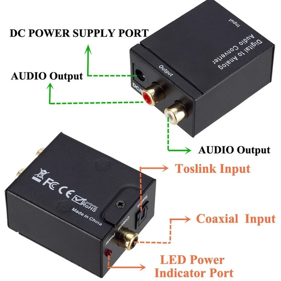 YIGETOHDE USB DAC Digital To Analog Audio Converter RCA R/L Output Optical Stereo SPDIF Coaxial |