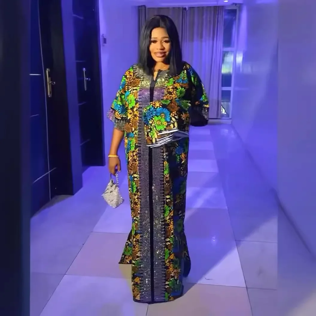 Платья с Африканским принтом для женщин традиционное длинное платье круглым