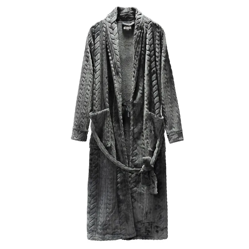 Couples Fall/Winter Love Men Robe Coral Wool Bathrobe Long Flannel Home Sleep Wear Gown