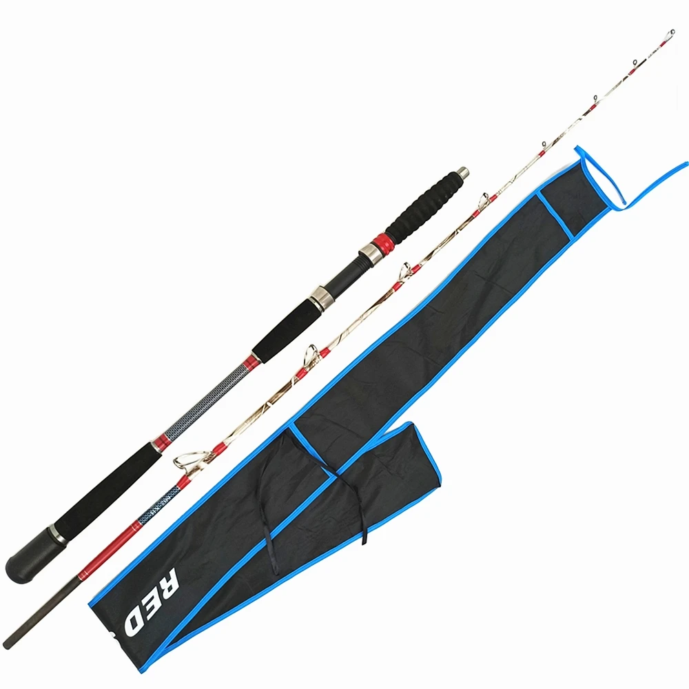 Red Shark 1.58m strong fishing rod slow jigging casting rod solid tip XH off shore hard boat rods red spinning rod carbon FRP