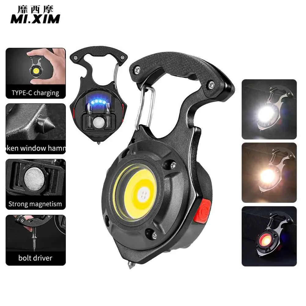 

USB зарядка COB LED маленький брелок с фонариком открывалка для бутылок кемпинг выживание на природе Портативный карманный зажим аварийная Раб...