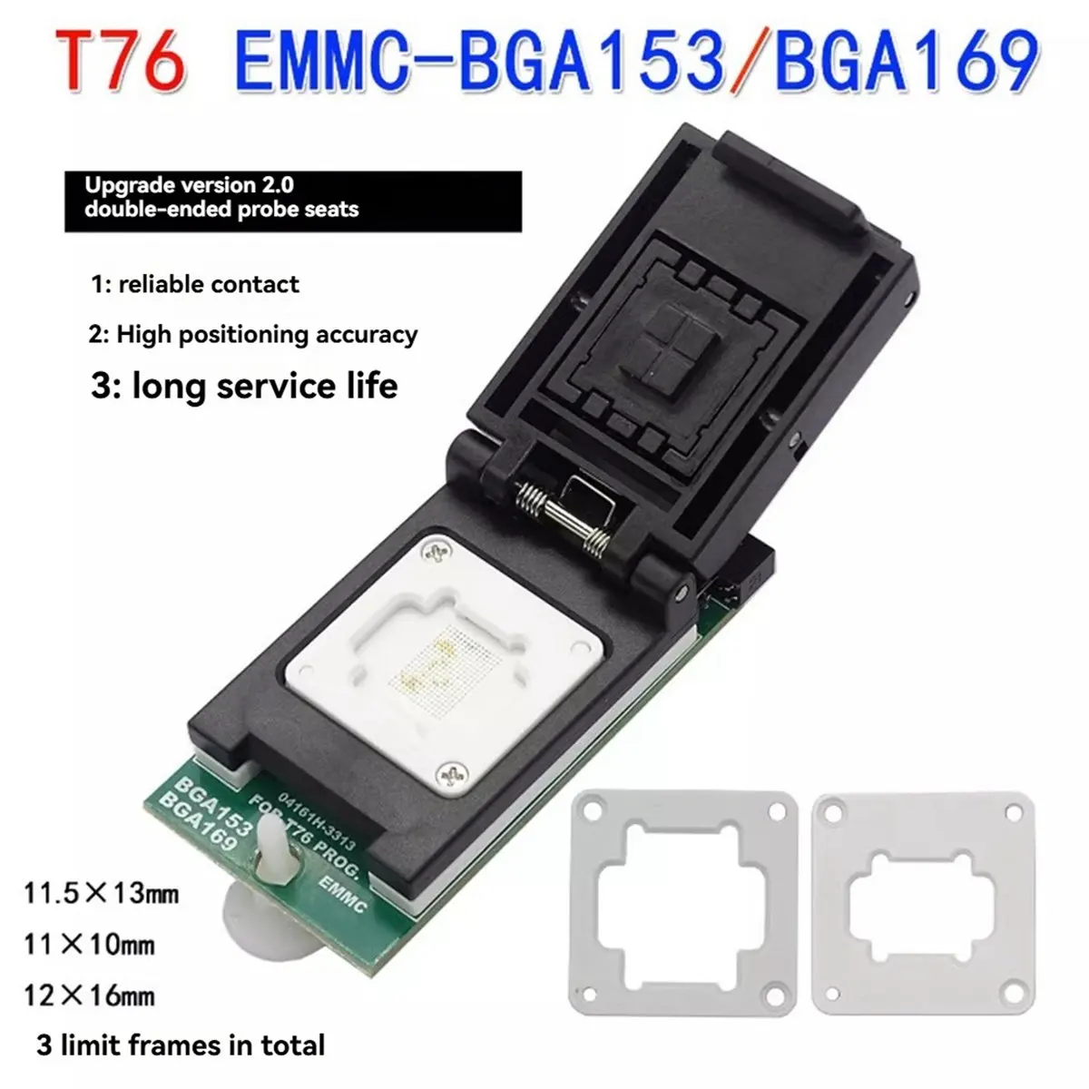 Фото Адаптер для чипов EMMC AAAE для программатора T76, BGA153/BGA169, высокоскоростной адаптер для чтения, записи и прошивки №5