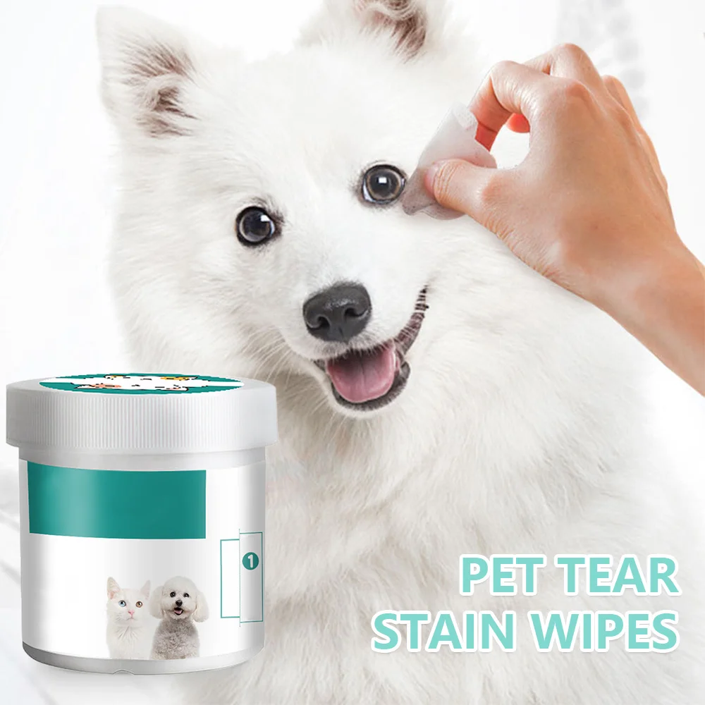 

130Pcs Pet Wet Wipes Eye Tear Ear Stain Remover Cleaning for Pet Dog Cat Round Pad Grooming Wipes Supplies