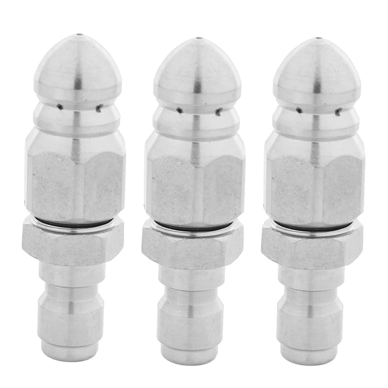 

3X Sewer Jetter Nozzle For Pressure Washer With 1/4 Inch Quick Connect - For Drain Clog Remover,1 Front 6 Rear Jets