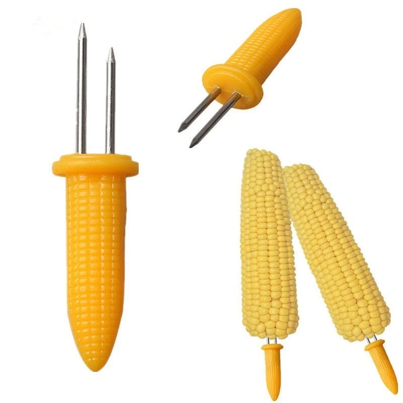 

12 pcs Fork Corn Skewer Stainless Steel Corn Holders Corn On The Cob Skewers Fruit Forks Outdoor Barbecue Tool