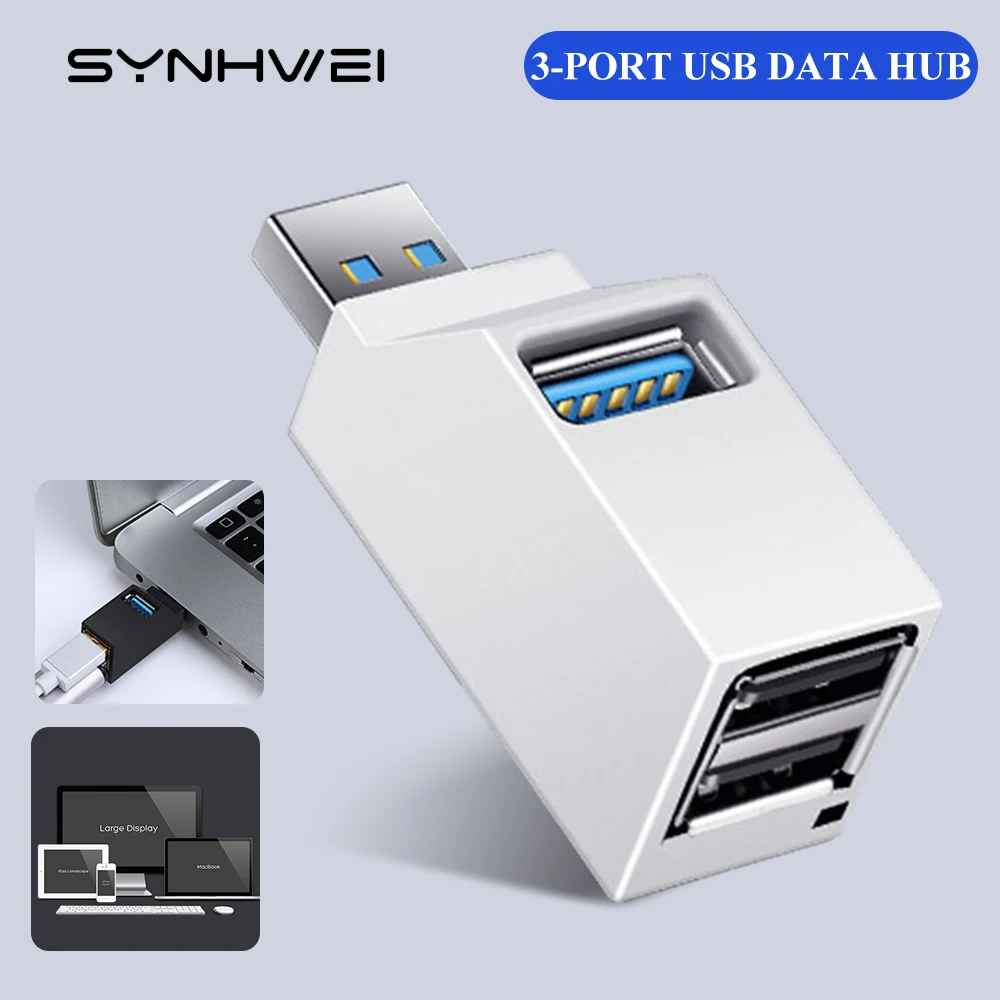 Высокоскоростной разветвитель с 3 портами, черный, белый, USB 3,0, USB 2,0