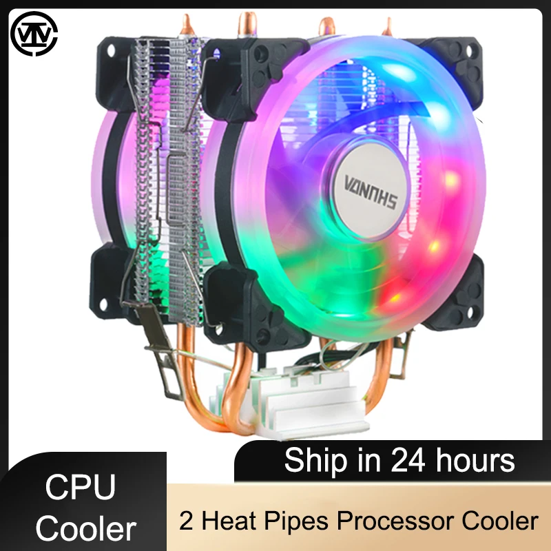 IWONGOU Cpu Cooler 2011 2 Heat Pipes Processor Cooler X99 For Intel AMD Setsuhō RGB Air Cooler Cpu Cooling Fan