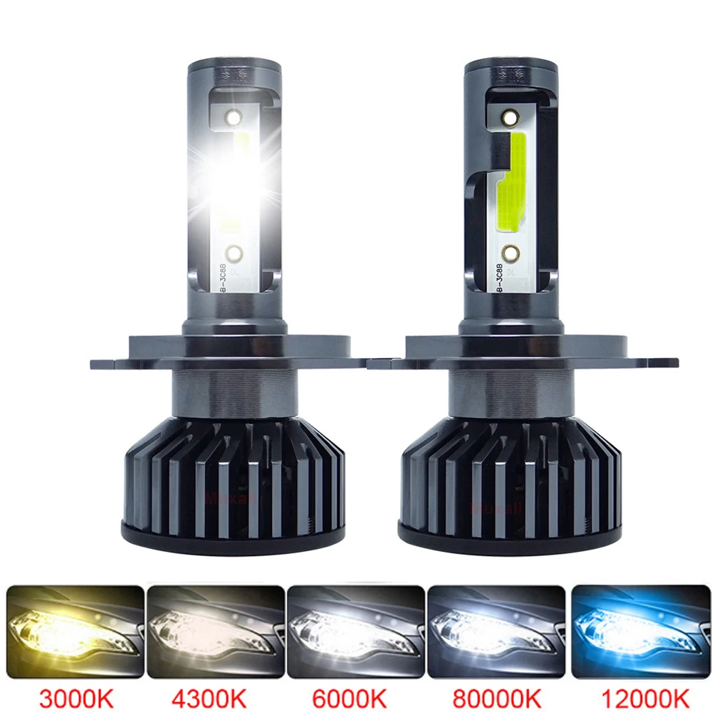 2Pcs Mini H4 H7 881 LED Car Headlight Bulb 12000LM 6000K H1 H3 H11 H13 9012 9005 HB3 9006 HB4 9007 Running Auto Fog Head Lamp