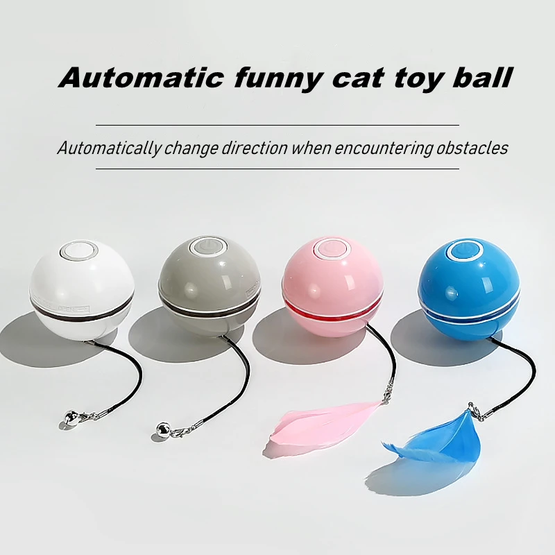 

Smart Interactive Pet Toy Ball Colorful USB Rechargeable LED Self Rotating Ball With Catnip Bell Feather For Cats And Puppy Dogs