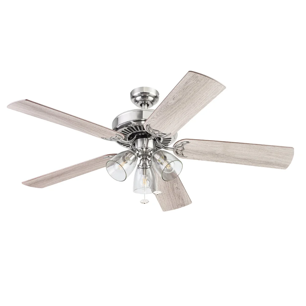 

ceiling fans home decor Homes & Gardens 52" 5 Blade Satin Nickel Ceiling Fan with 3 Lights (US Stock)