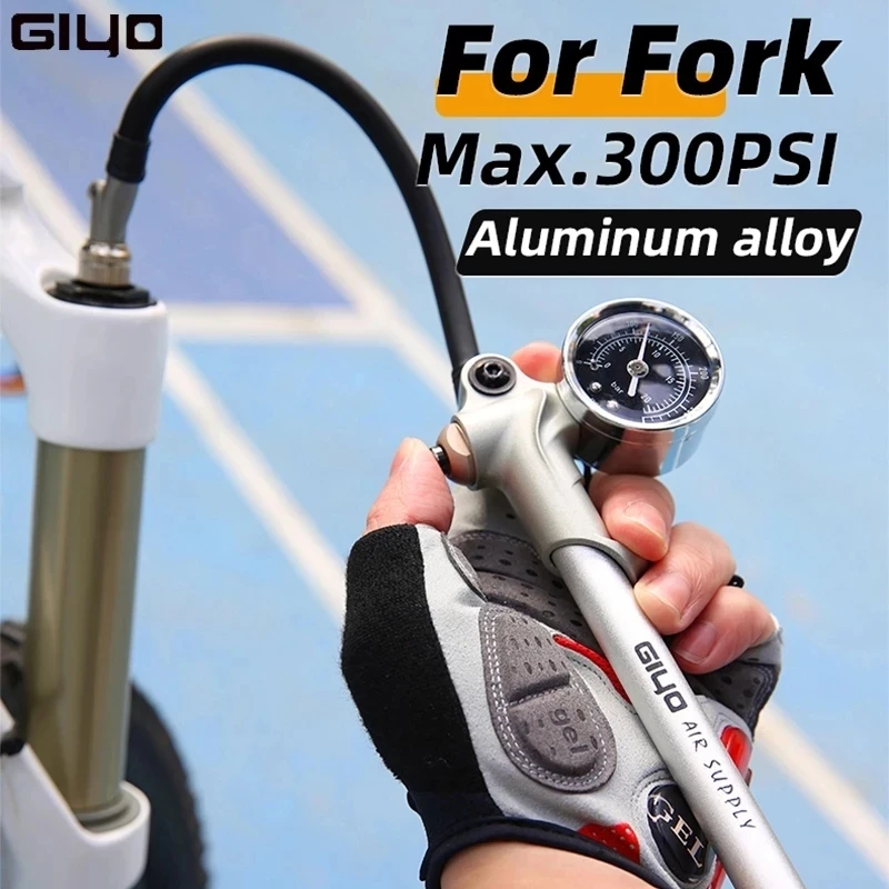 GIYO GS-02D/PT pompa ciśnieniowa składany rower pneumatyczny amortyzator wstrząsów pompa MTB Mini pompa z dźwignią wskaźnik widelec rowerowy i tylne zawieszenie