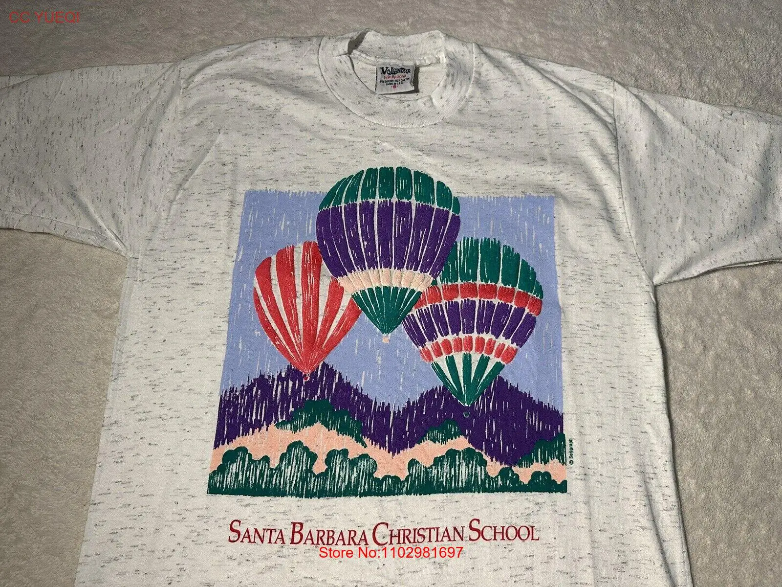 Винтажная футболка с воздушным шаром Санта-Барбара Христианской школы 90-х 1990-х