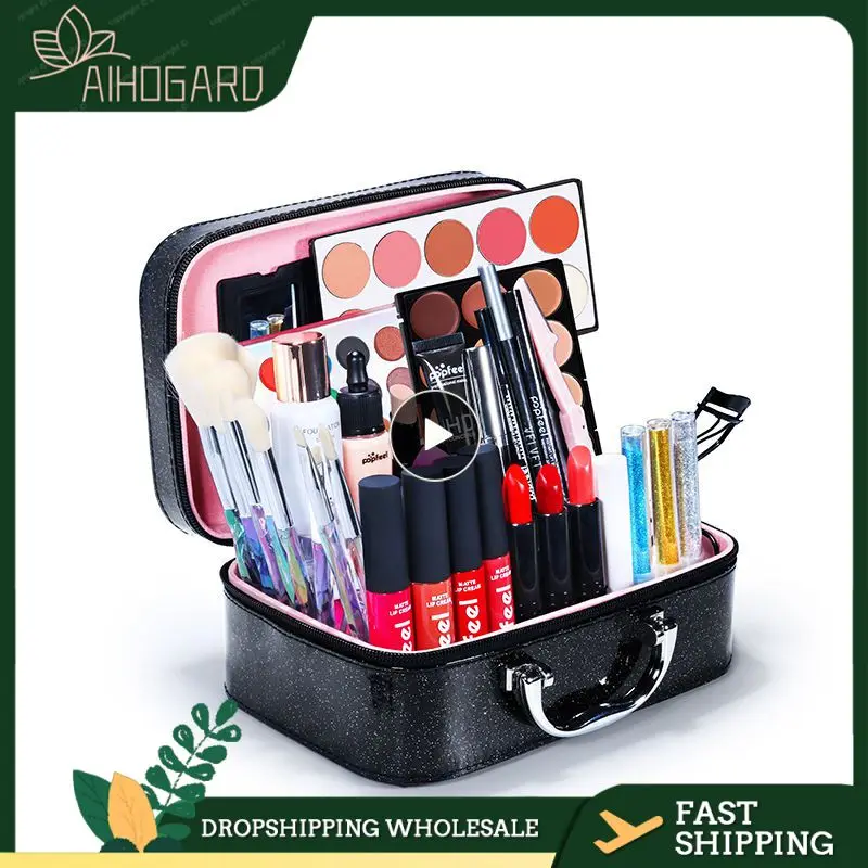 

POPFEEL/set Professional Full Set Of Cosmetics Makeup Set Eyeshadow Lipstick Brushes Eyebrow Concealer All In One TSLM2