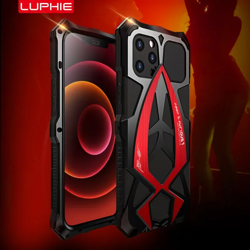 Luphie Rosdster Metal Armor Luxury для iPhone 16 15 Pro Max 11Pro 12 Mini 13 14 Противоударный сверхмощный