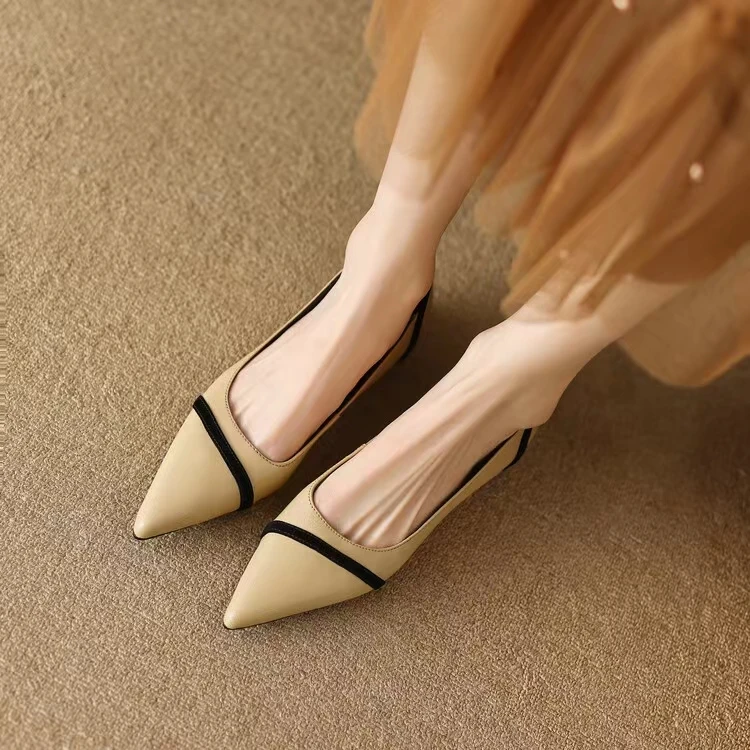 New Spring Women's Flats Pointed Toe Boat Shoes for Woman Loafers Leather Shallow Shoes