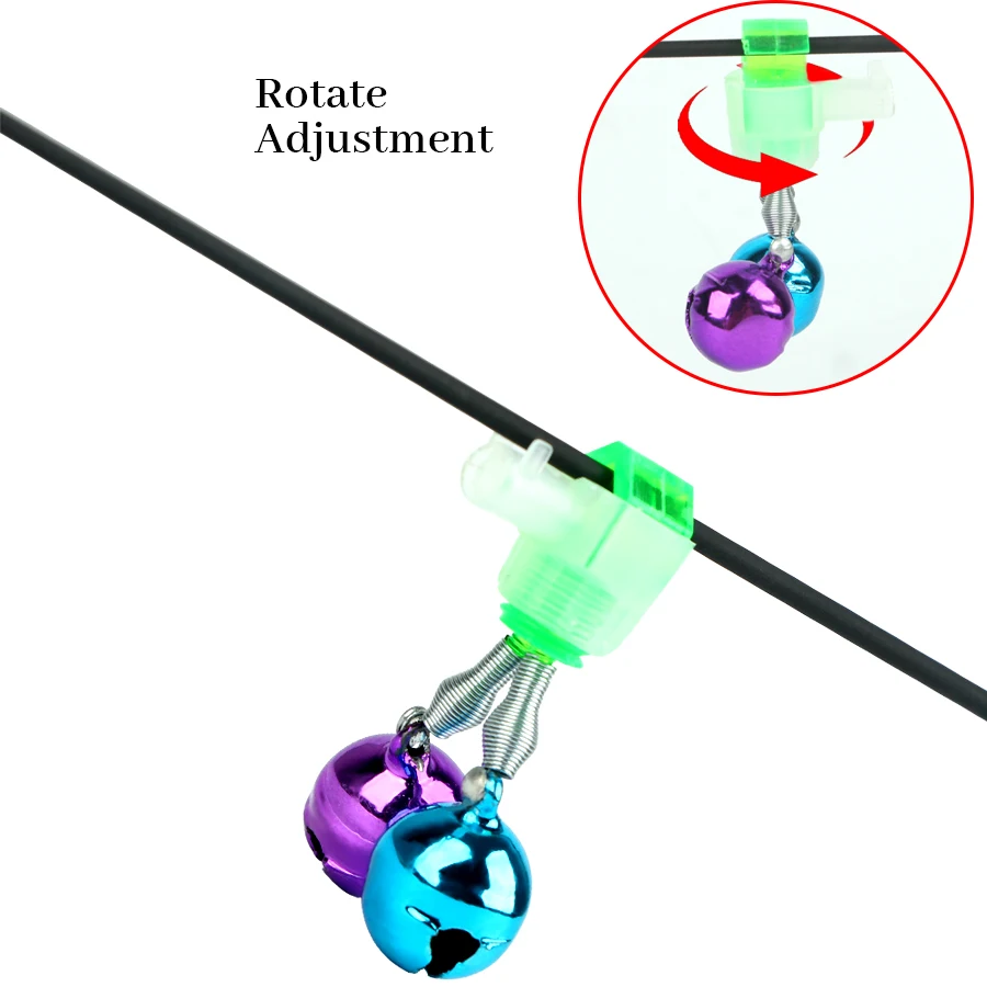 FISH KING 10PCS/LOT Alarms Rod Bell Clamp Tip Clip Bells Ring Green ABS Fishing Accessory Gifts Outdoor Metal