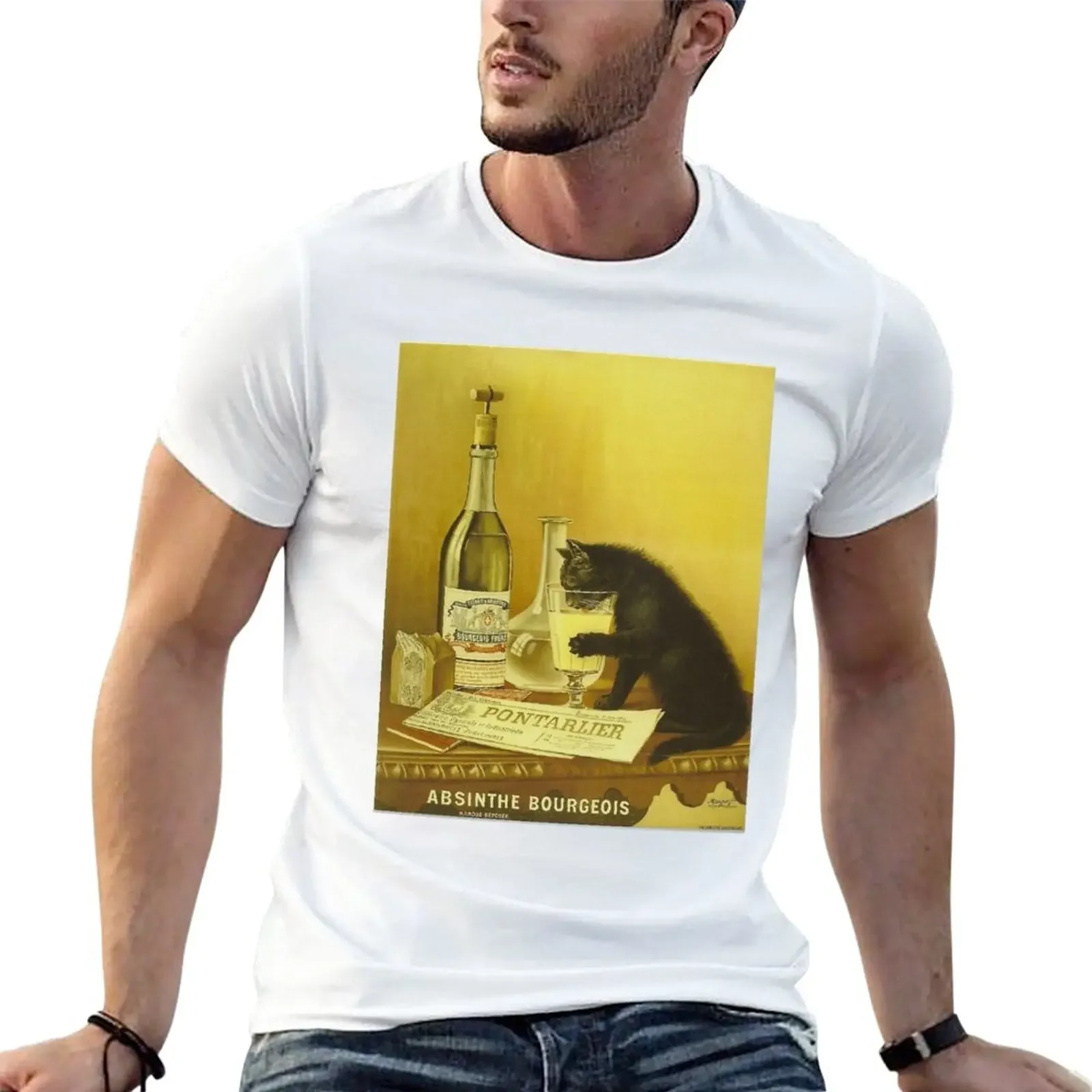 Футболка с коротким рукавом для мужчин ретро французский постер надписью