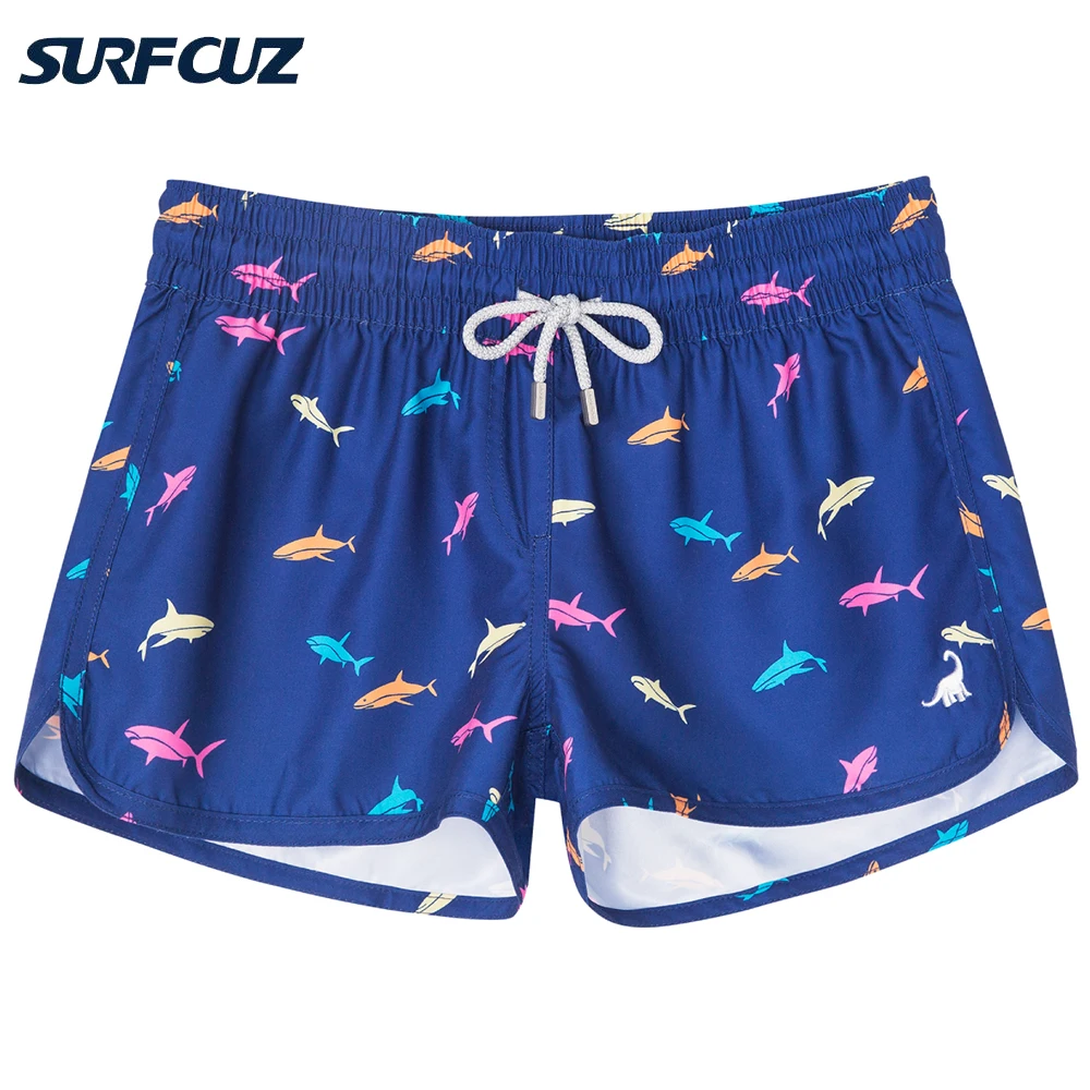 

Женские шорты для плавания SURFCUZ, спортивные плавки на шнуровке с цветочным рисунком, купальный костюм UPF 50 +, быстросохнущие пляжные шорты для женщин